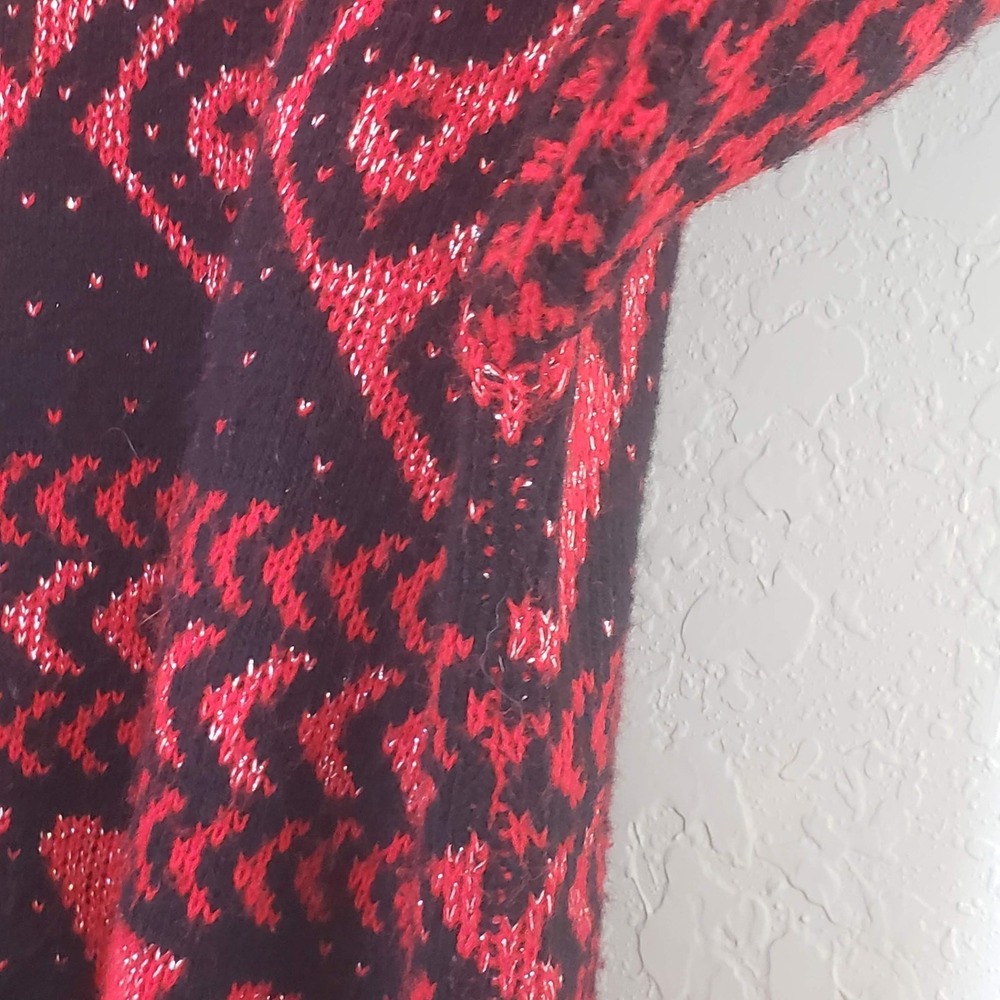 Glamour Knit Pullover Crew Sweater Red and Black Vintage Women's Small Casual - Picture 5 of 8